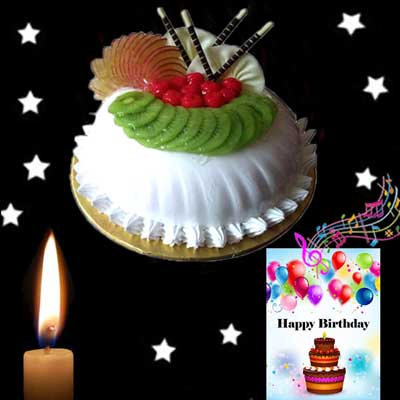 "Vanilla Fruit cake - 1kg, Musical Greeting card - Click here to View more details about this Product